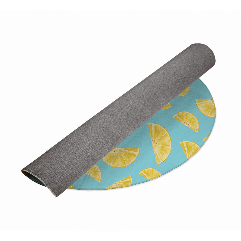 Summer Lemon Outdoor Rug, Round 5'