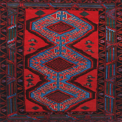 Tapis traditionnel rouge / noir Larae