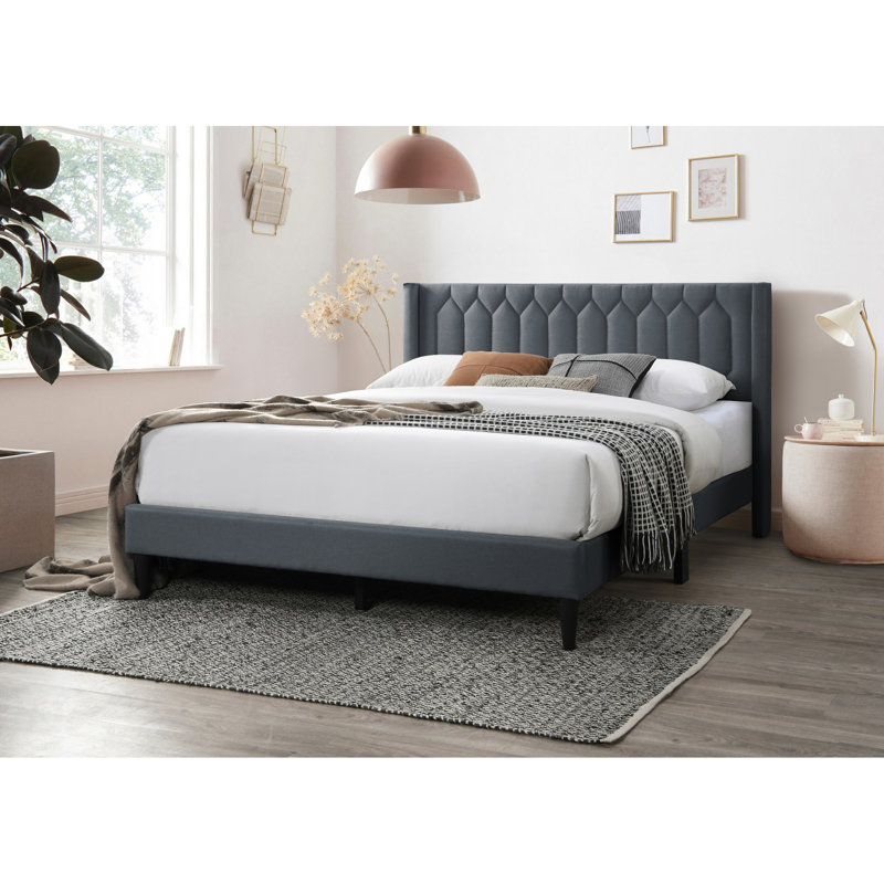 Lit de tête de lit moderne moderne en tissu de jute gris anthracite