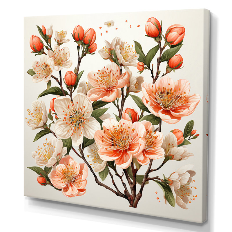 Peach Blossom Bliss IV, H 24 po x l 24 po x P 1 po, Toile tendue
