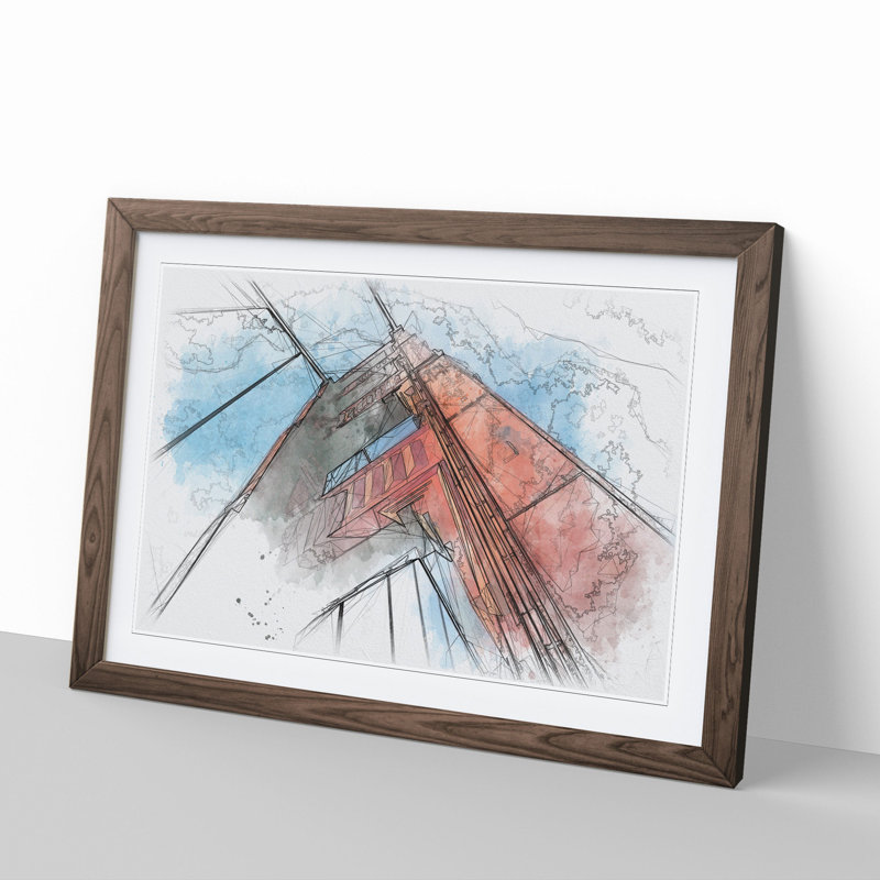 Golden Gate Bridge Vol.1 - Picture Frame Painting, 48cm H x 65cm W x 2cm D, Walnut Framed