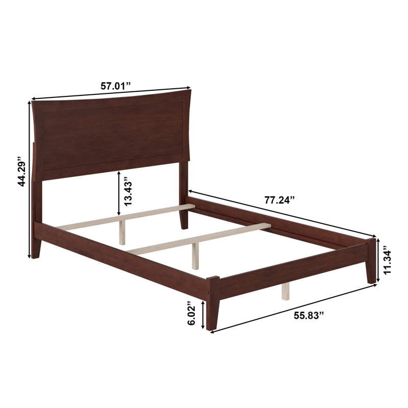 Lit de base en bois massif Ralls, Noyer, Double