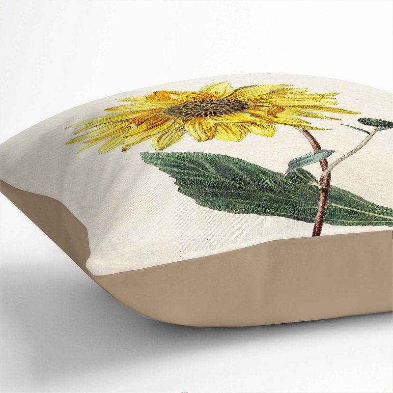 Illustration of a Yellow Sunflower Cushion with Filling, Stone, 55cm H x 55cm W x 20cm D