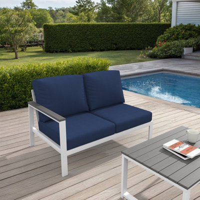Causeuse modulaire d'extérieur gauche avec coussins Sunbrella