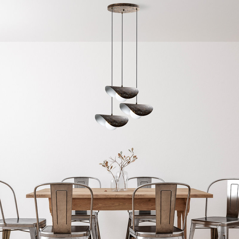 Lustre en métal Antiquation, hauteur réglable 29,5 - 44,1 pouces | Diamètre: 19,7 po, plaque de base: 11,8 po x 1,2 po | 3 x douilles E27 de 40 W maximum (ampoules non incluses) | Éclairage élégant pour la salle à manger et les espaces de vie