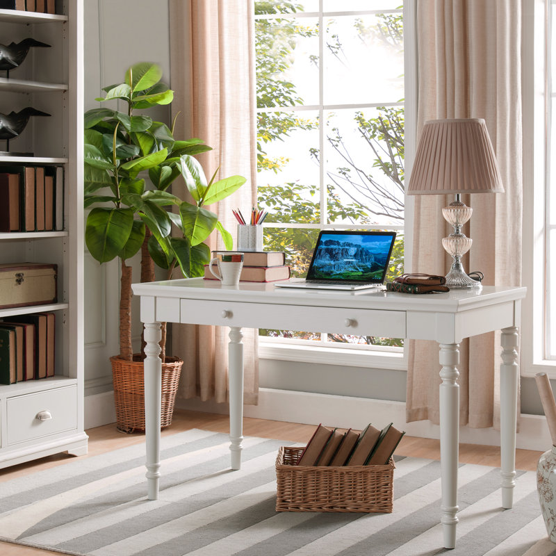 Farmhouse Solid + Manufactured Wood Laptop Desk, White