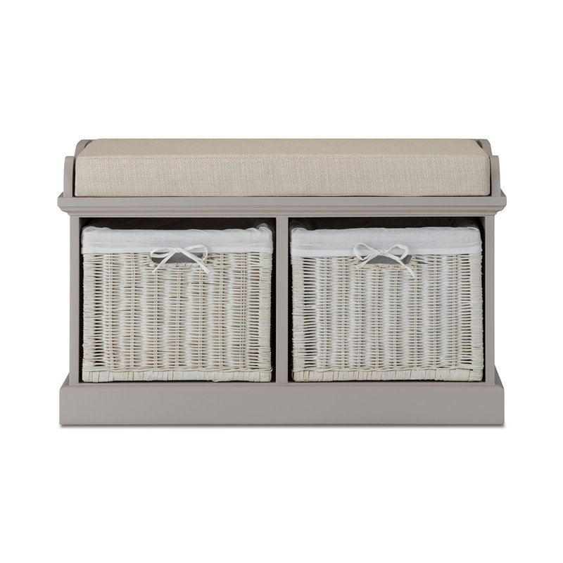 Bastogne Polyester Blend Upholstered Storage Bench, White, Beige, Blush