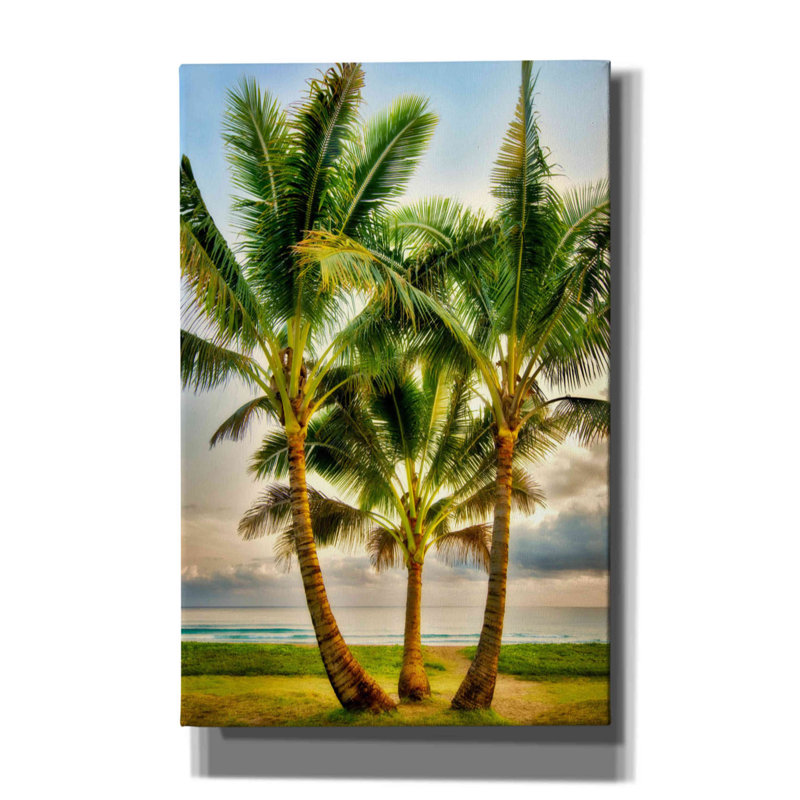 «Triple Palm» par Dennis Frates, art mural sur toile, H 40 po x l 26 po x P 1,5 po