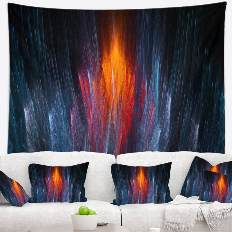 Feu fractal en tapisserie bleu clair, H 50 po x l 60 po