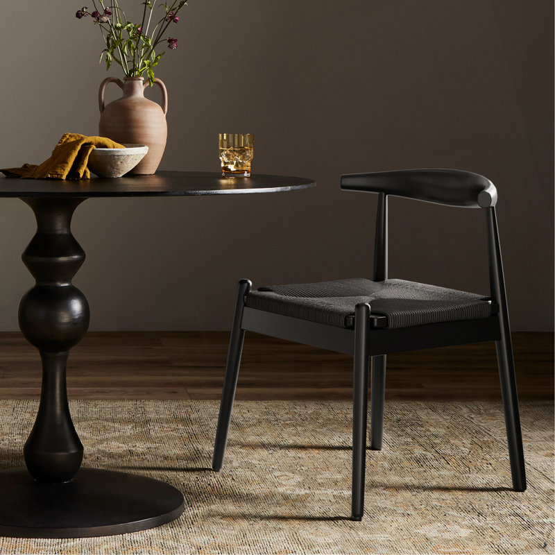 Ensemble de 2 chaises de salle à manger de style Mid-Century avec structure en chêne massif et siège tissé à la main Weave