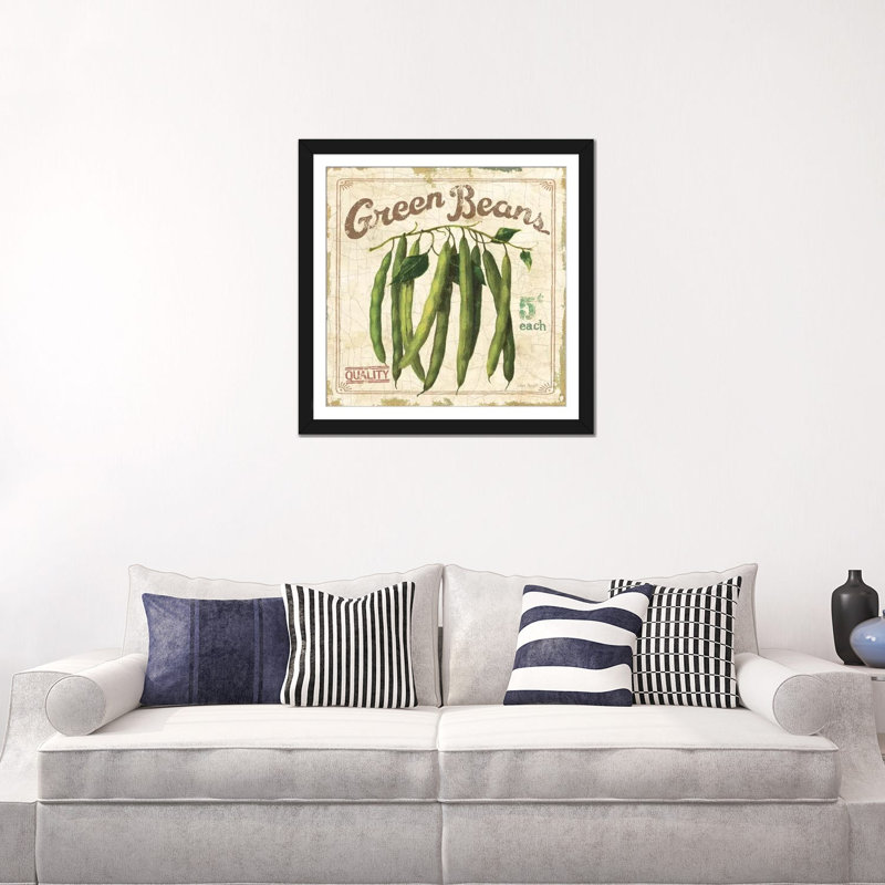«Green Beans (On Special II)» par Lisa Audit, affiche vintage sur toile, H 24 po x l 24 po x P 1 po, Blanc