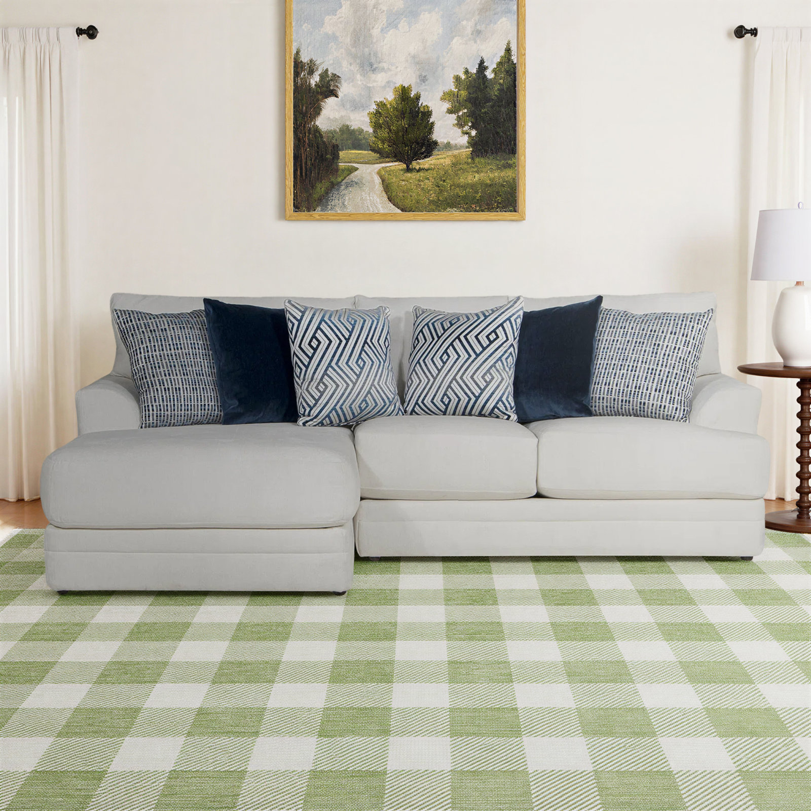 Mazekine Upholstered Chaise L-Sectional, Left Hand Facing