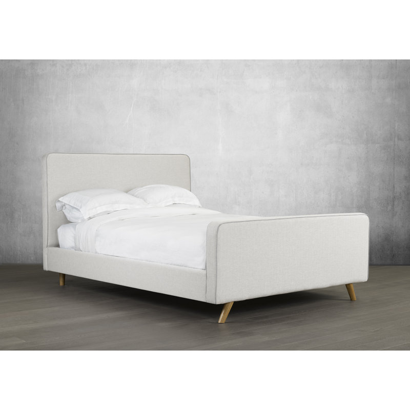 Lit plateforme tapissier Brotherton, Blanc cassé, Grand