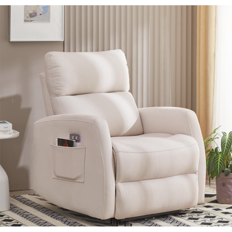 Fauteuil inclinable électrique rembourré, Microfibre beige