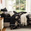 Ensemble de couette fleuri pour lit queen, parure de lit à fleurs de roses noires, ensemble de lit fleuri vintage doux, couette légère toutes saisons-133774718-133774720