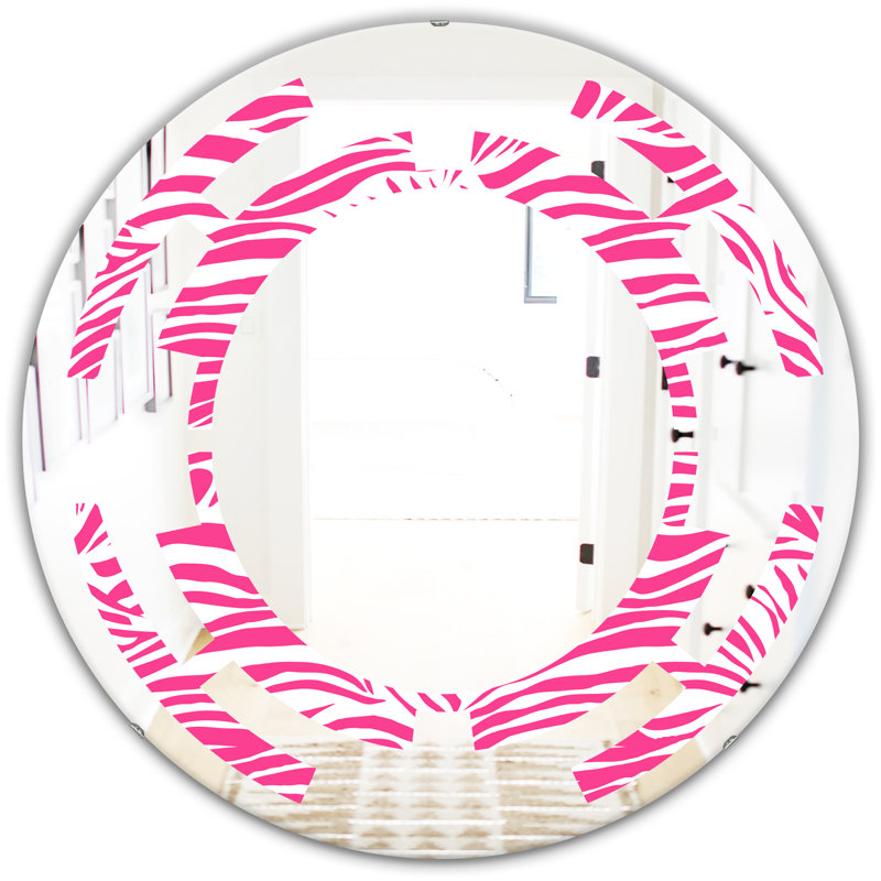 Miroir mural moderne sans cadre, 23,6 po x 23,6 po, Motif zébré glamour