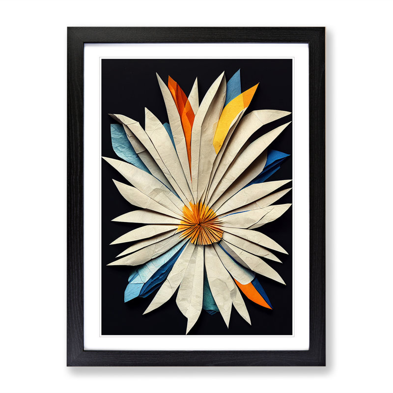 Paper Flower - Single Picture Frame Print, Black Framed, 46cm H x 34cm W x 2cm D