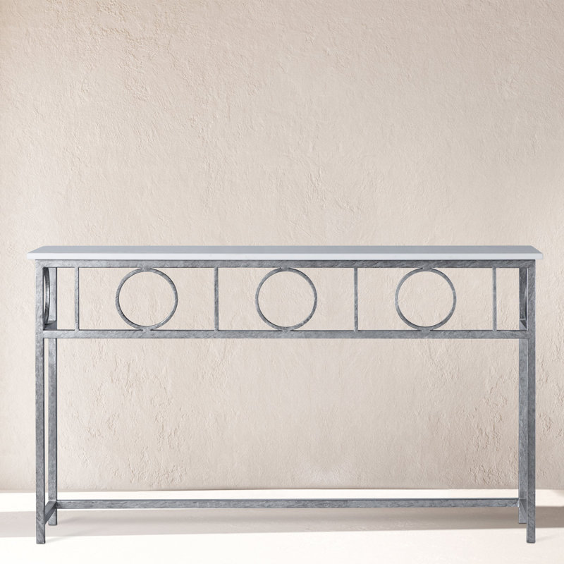 Hampton Console Table, Royal Silver, Carrera Marble