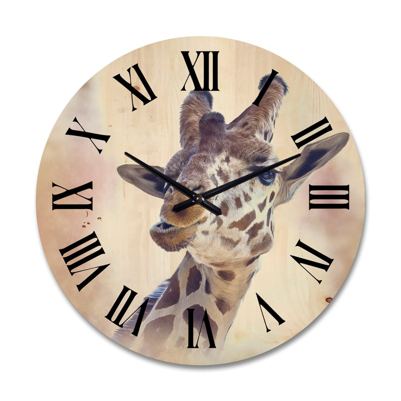 Portrait d'une girafe I horloge murale en bois, Très grand
