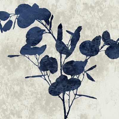 Marine et brun clair floral 3 - peinture sur toile tendue