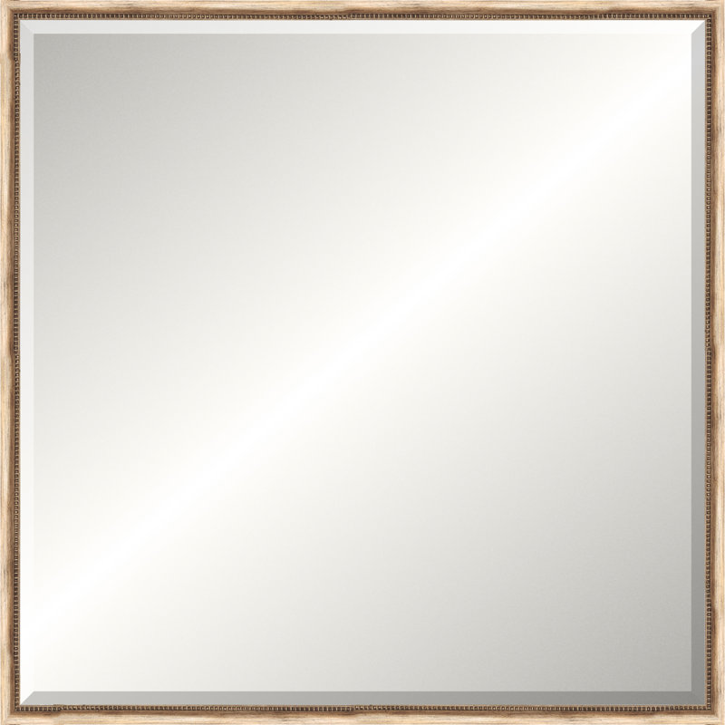 Silver Beaded Old World Mirror, Medium Square