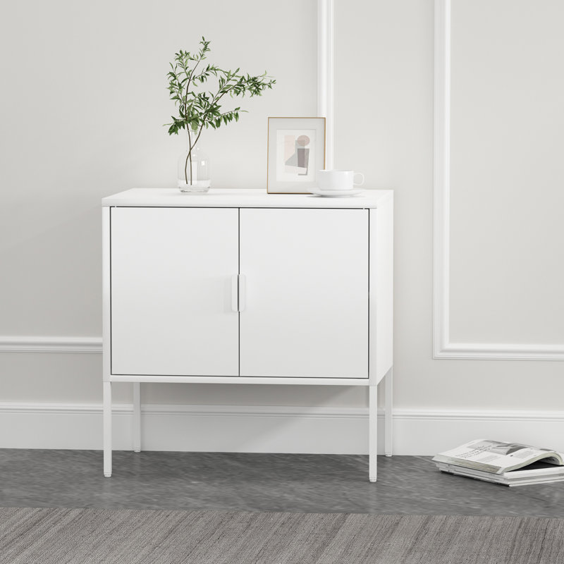 Armoire d'appoint en métal 24 po Ava, Blanc