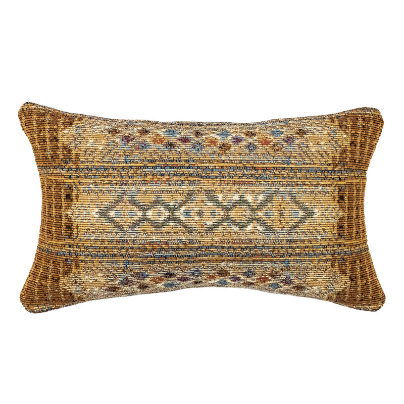 Gold Tribal Stripe Indoor/Outdoor Rectangular Pillow