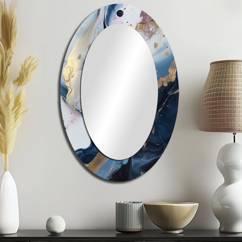 Miroir mural bleu et blanc Enigmatic Stones II - Bleu, 36 po x 24 po