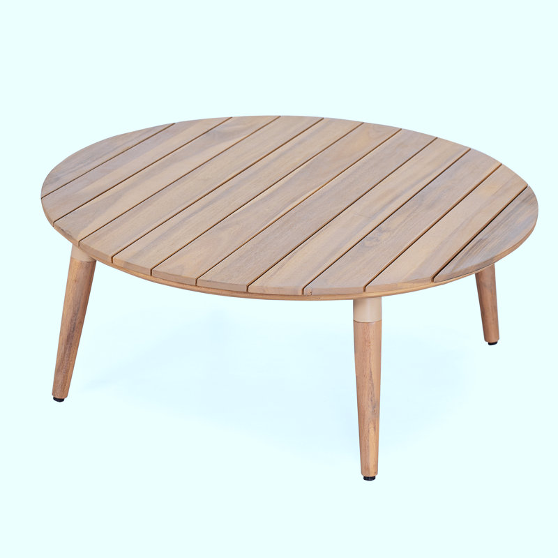 Table basse d'extérieur ronde en bois d'acacia