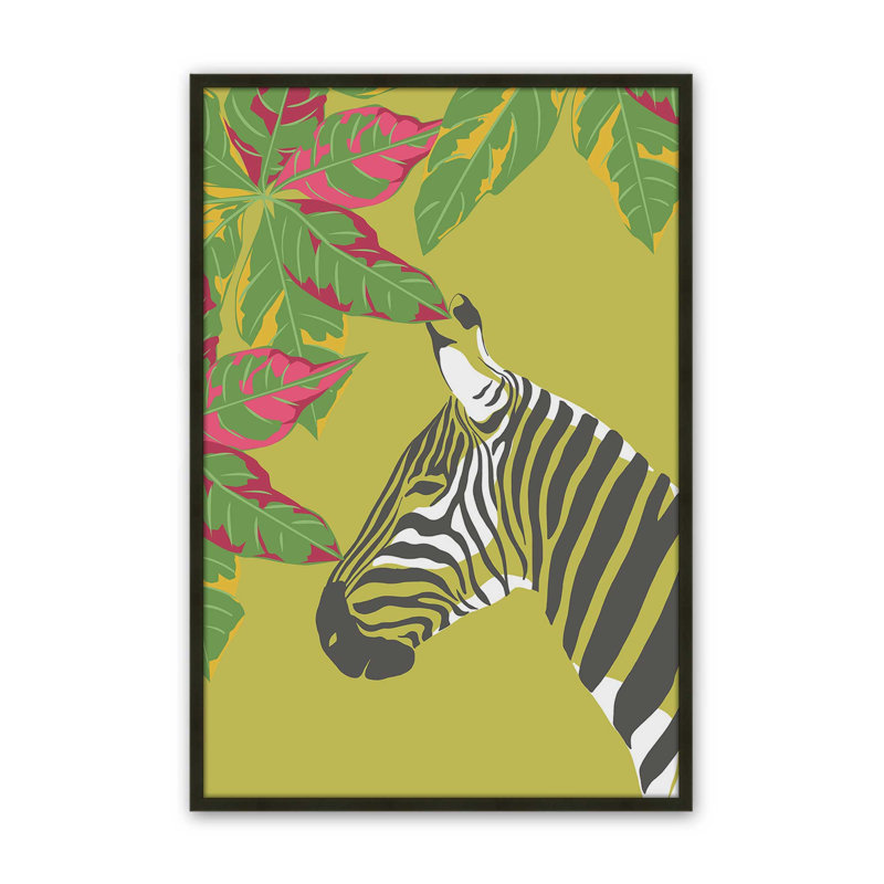 Imprimé Zebra's Tropical Retreat, H 21 po x l 17 po, Noir satiné