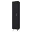 Armoire de rangement autoportante avec tablettes fermées, 4 tablettes intérieures, pieds en métal, panneau de particules noir pour les espaces de vie et utilitaires, grande porte simple moderne, pièce supérieure fonctionnelle-129987544