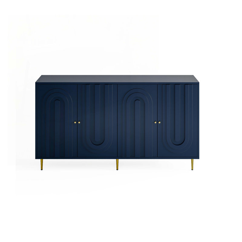 Console de rangement 59,8 "en bois avec armoire, Marine