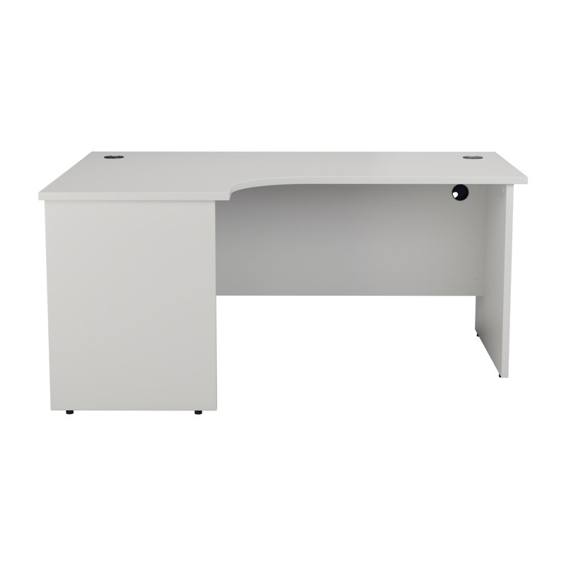 Buariki L-Shaped Synthetic Laminate Desk, White, Left
