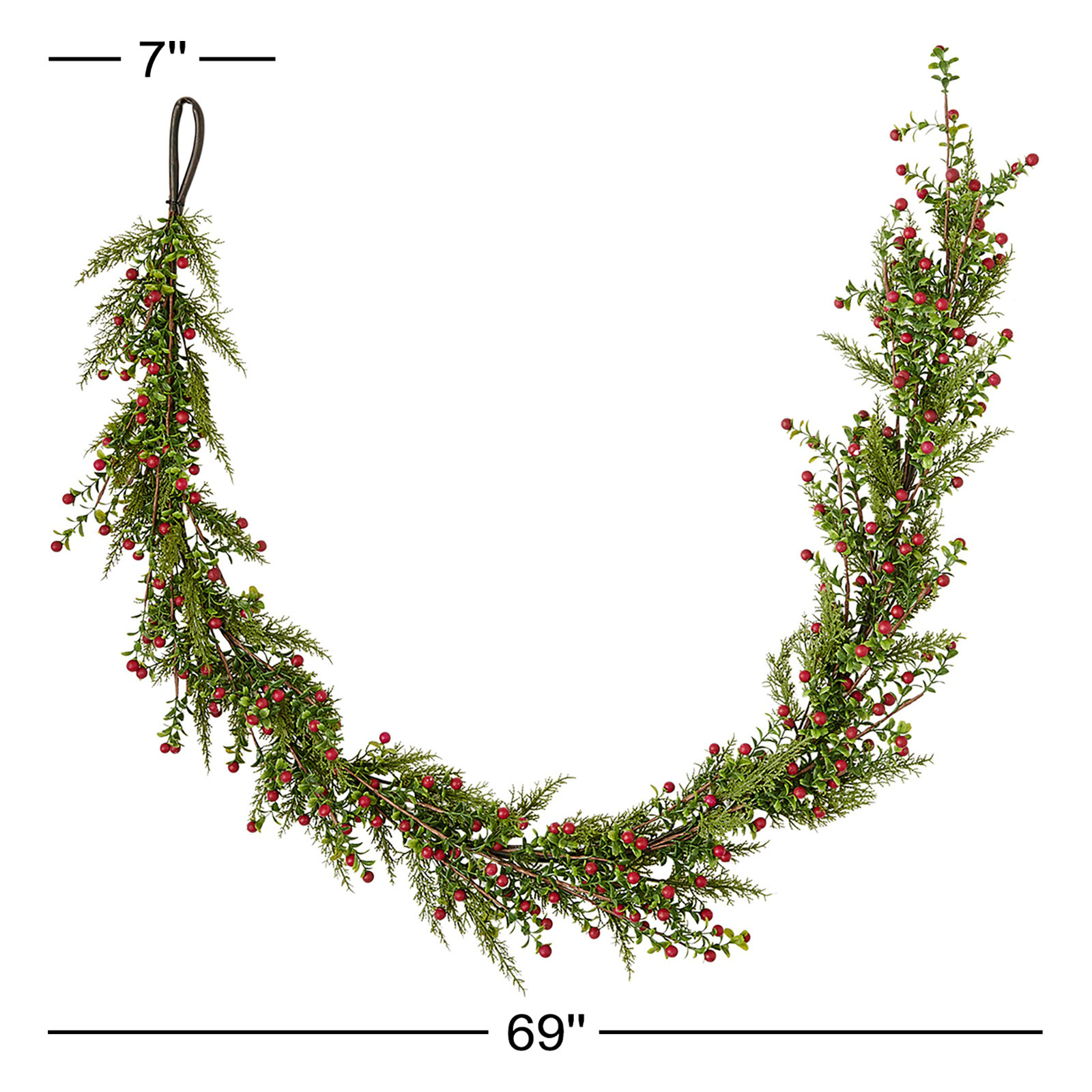 69" Boxwood and Berry Christmas Garland