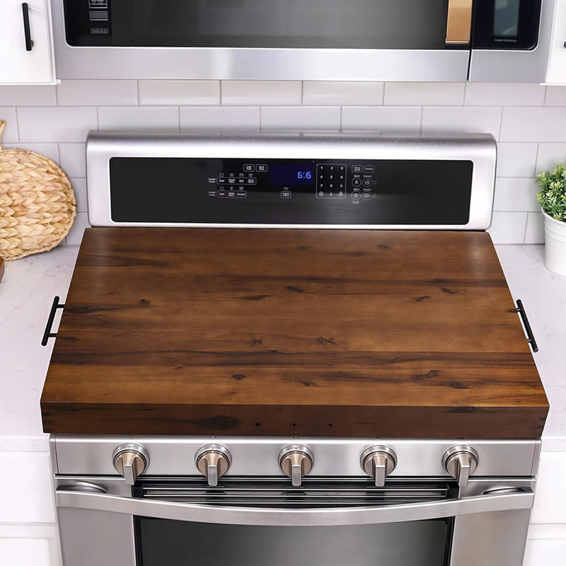 Couvercles de cuisinière en bois d'acacia pour cuisinière électrique - Panneau de nouilles en bois pour cuisinière à gaz