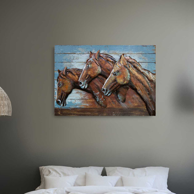 Chevaux originaux de conception unique-reproduction d’une peinture sur métal