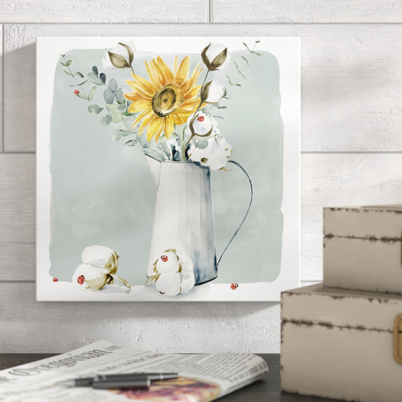 «Cotton Bouquet I», peinture sur toile, H 12 po x l 12 po, Toile tendue