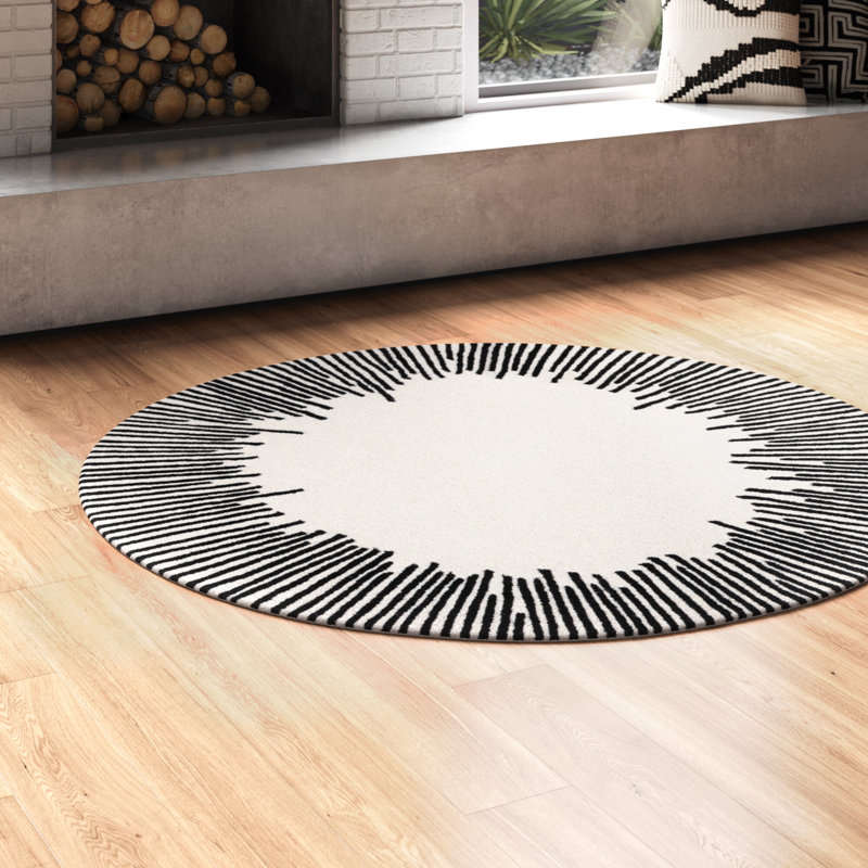 Tapis ivoire / noir Anaee Fifth Avenue 129, Tapis de couloir 2 pi 3 po x 13 pi