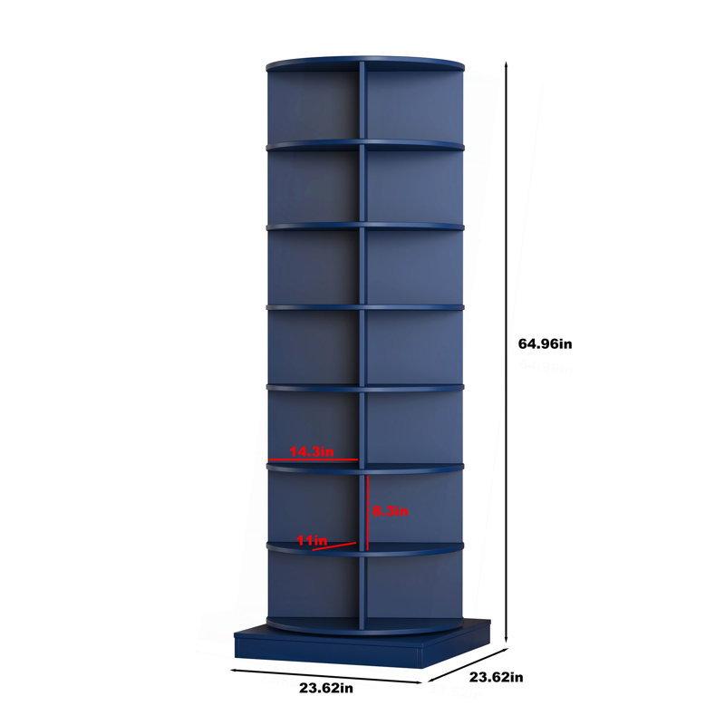 Blue 360 Rotating Shoe Cabinet 7 Layers, Navy Blue, 7