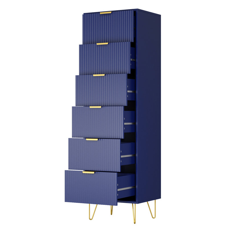 Commode 6 tiroirs Scannell, Bleu