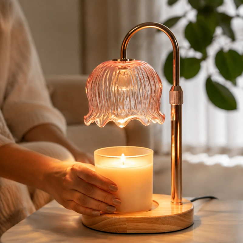 Lampe chauffe-bougie décorative au crochet, à faire soi-même, avec minuterie, brûleur à cire parfumée sans flamme, idéale pour la maison, le bureau ou une décoration intérieure chaleureuse.