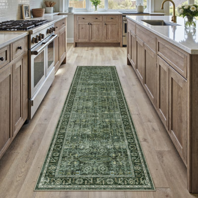 Tapis lavable Dillian Vintage pour salon avec envers antidérapant