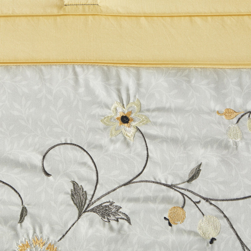 King 7 Piece Yellow Comforter - Embroidered & Quality Material Piece, Fashionable Design