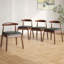 Ensemble de 2 chaises de salle à manger de style moderne Mid-Century tissées - Structure en chêne massif et siège tissé à la main pour le salon / salle à manger-538068442