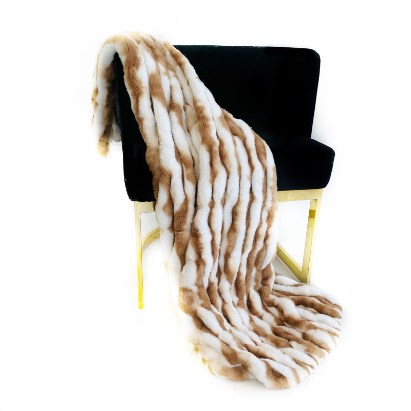 Couverture en fausse fourrure Plutus, Taupe, L 48 po x L 60 po