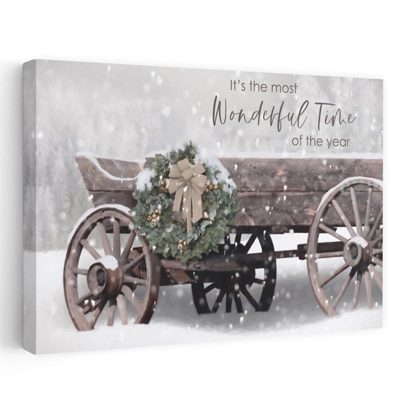 Merveilleux wagon de l'époque - couronne de Noël vintage, H 32 po x l 48 po