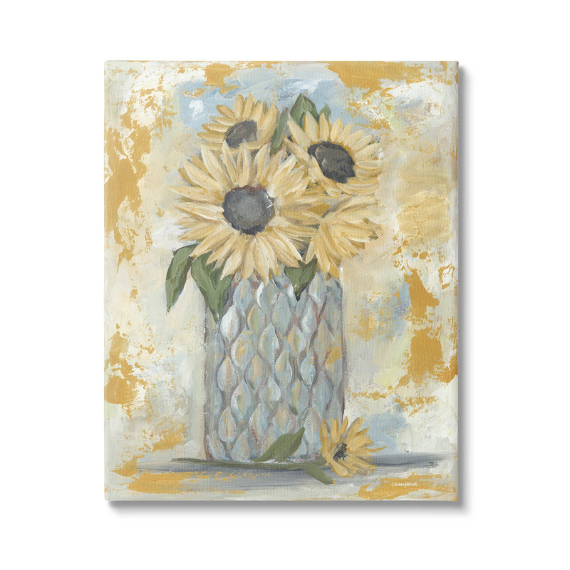 Art mural sur toile rustique vieilli en tournesol par Mackenzie Kissell, L 30 po x H 40 po, Toile tendue