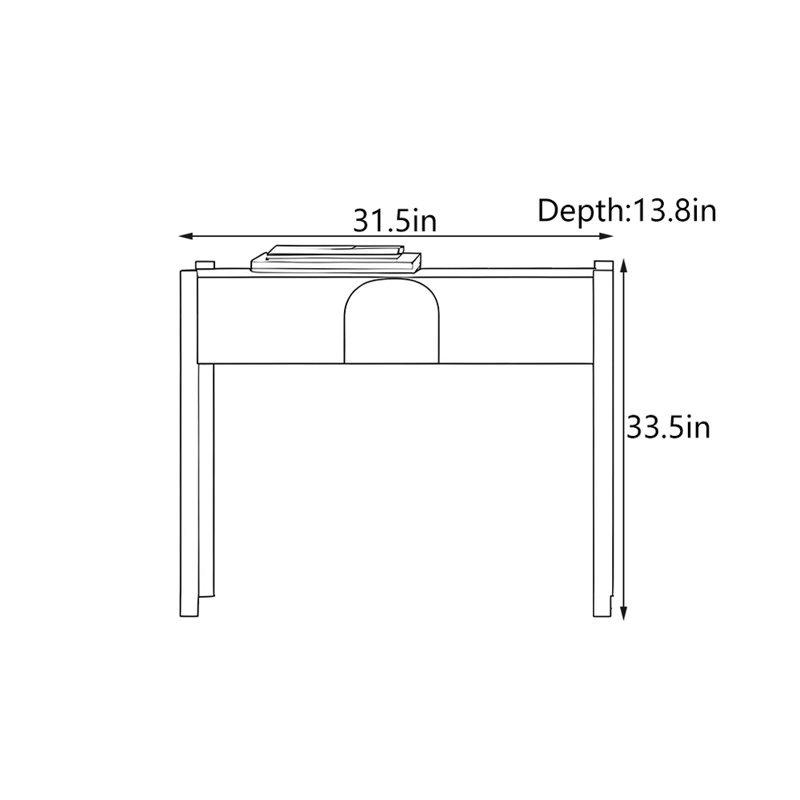 Console Mid-Century moderne en bois massif, H 33,5 po x l 31,5 po x P 13,8 po