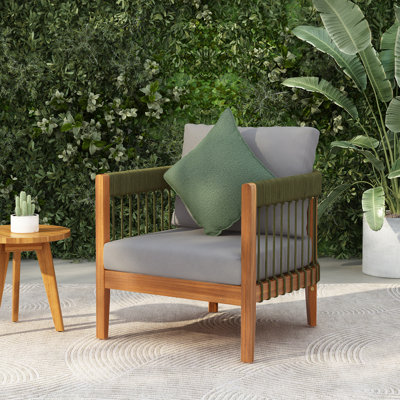 Fauteuil club d'extérieur en bois d'acacia
