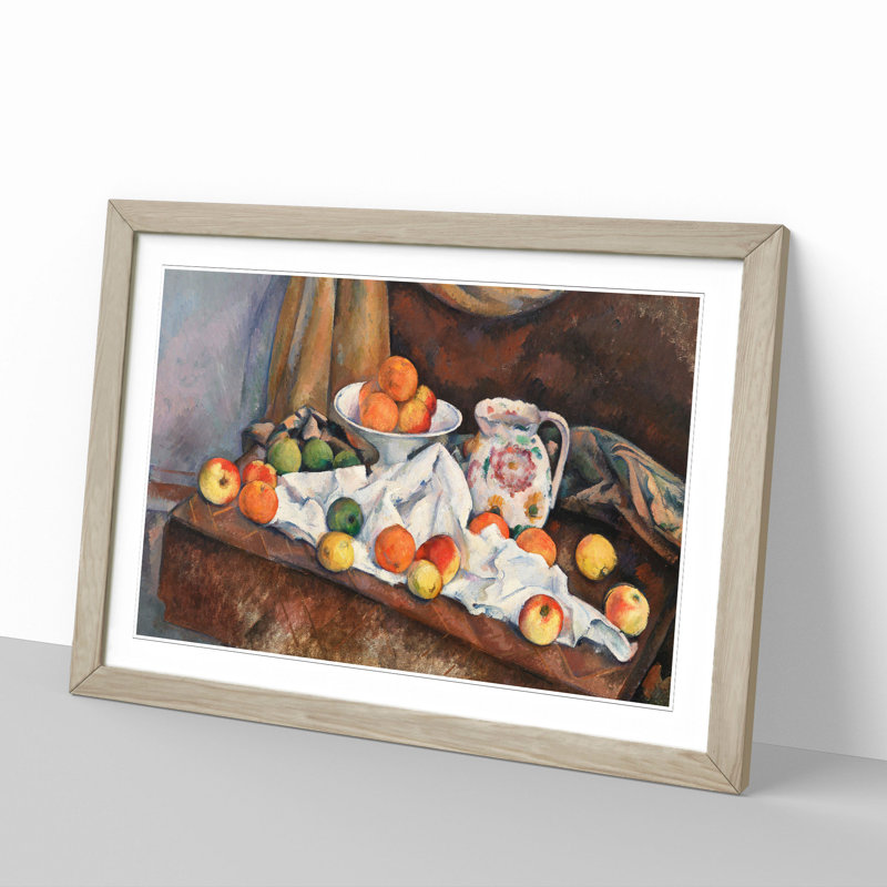 Still Life with Apples and Oranges by Paul Cezanne - Picture Frame Painting, 27cm H x 36cm W x 2cm D, Oak